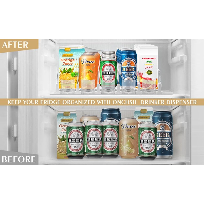 ONCHSH Drink Organizer for Fridge,Soda Can Drink Organizer for Refrigerator,Beer