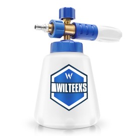 WILTEEXS Snow Foam Lance 1/4” Quick Connect, Adjustable Foam Cannon with 1L Capacity, Wide Neck Snow Foam Bottle, Car Foam Sprayer Compatible with Quick Release Pressure Washer Gun (Blue)