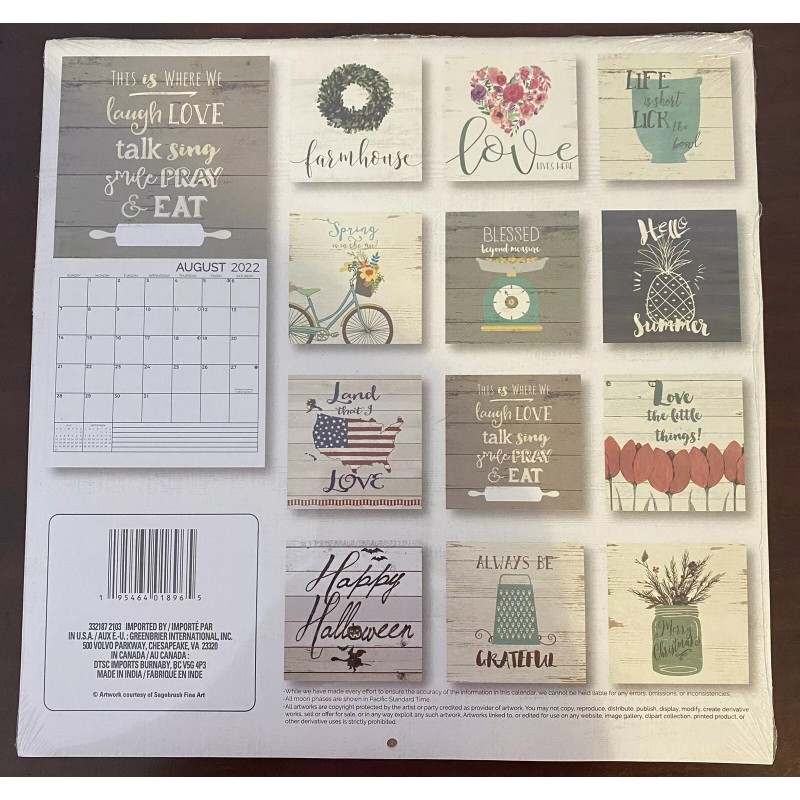 2022 Dollar Tree Farmhouse Calendars Sealed Set Of 5 Craft