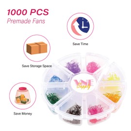 500 pcs Mixed colorful lash extensions | premade volume lash extensions | premade mega volume fans | colored lash extension | russian volume eyelash extensions. 3D | Length 14mm| 8D D curl