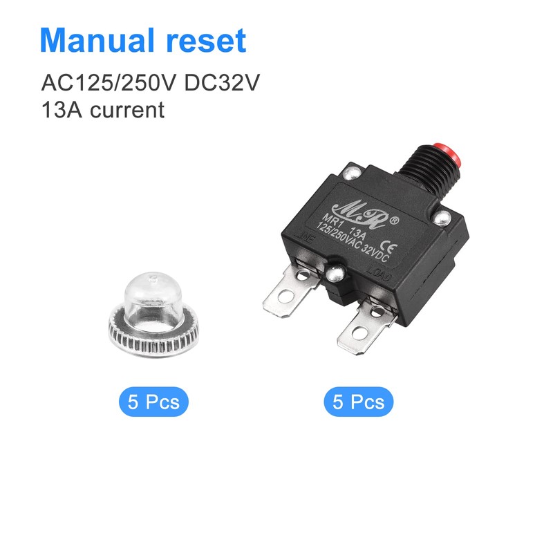 sourcing map Overload Protection 13A AC125/250V DC32V Push Button Switch