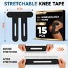 PreCut Kinesiology Tape for Knees, 15PCS Black Extra Adhesive Athletic