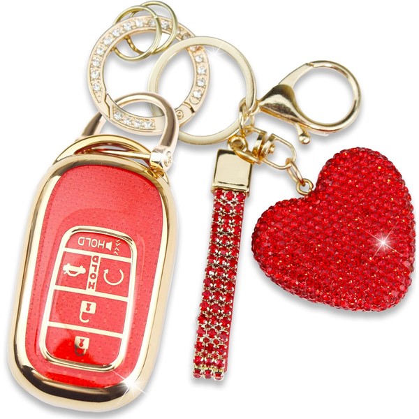 Simocky Key Fob Cover with Diamond Keychain, Car Key Shell