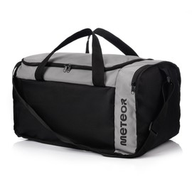 Sports Bag Gym Holdall Men Women Duffel Shoulder Fitness Bag Swimming Pool Bag Travel Holiday Strap Cabin Luggage Weekender Overnight Camping Small 20L Large 40L (Black/Grey, 40 L)