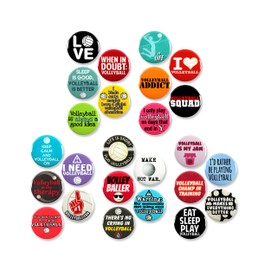 25 Pack - Volley Ball Fanatic Megapack Sports Pinback Buttons - 1.5 Inch
