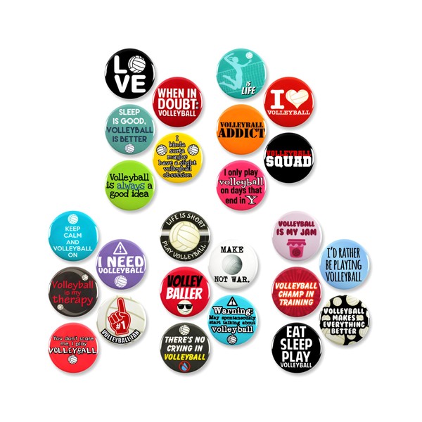 25 Pack - Volley Ball Fanatic Megapack Sports Pinback Buttons