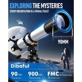Telescope,90mm Aperture 900mm Professional Refractor Telescope,Magnification 450X High Powered Telescope,Telescopes for Adults & Kids with Remote Control,Tripod,Phone Adapter,Carrying Bag