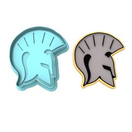 Cookie Cutter Lady Spartan Helmet Cookie Cutter & Stamp | Warrior Fight Fighter Spartans Army Valor - 4 Inches