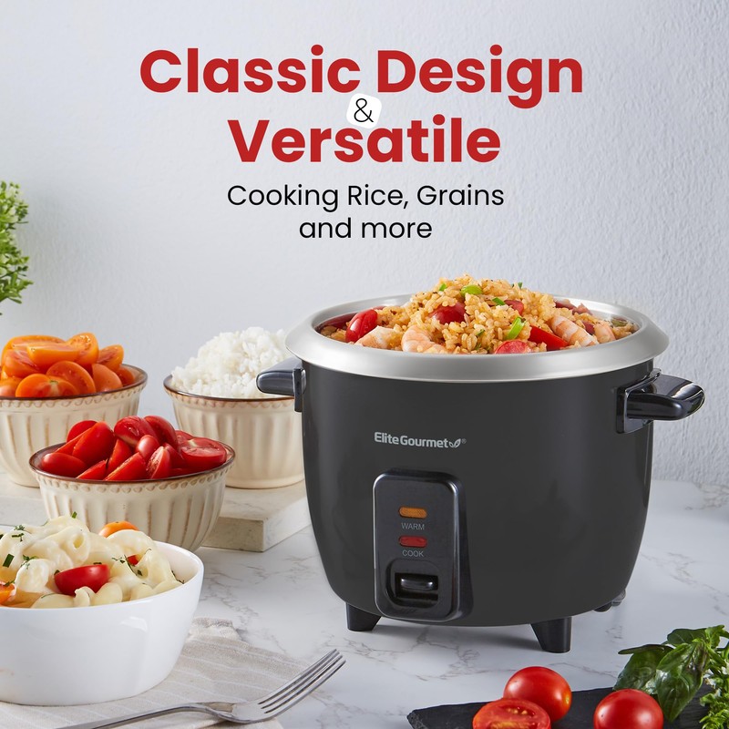 Elite Gourmet ERC003B Electric Rice Cooker with Automatic Keep Warm