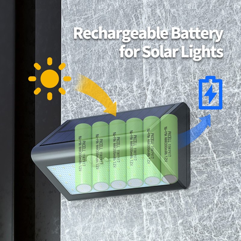 PKCELL Rechargeable AAA Battery,300mAh Ni-MH Battery,Pre-Charged Battery for Garden Solar