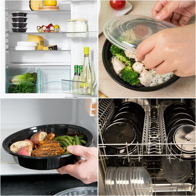 JMIATRY 25 Pack Round Meal Prep Containers Reusable, 1 Compartment