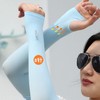 2024 New Model Summer Sun Protection Ice Silk Arm Sleeves Free Size/Pink Bare Fingers 15ea