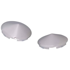 Semi Truck Hub Cap Cover - 5 Even Notched - for Front Wheel Universal Fit - 2 Pc Pack, Lip: 7/16" with pre-Installed Clips (Pointed Top, Chrome)