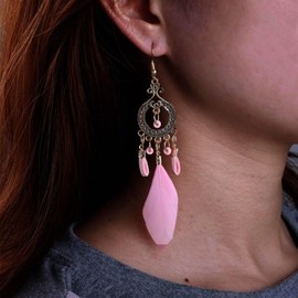 TseanYi Feather Dangle Earrings Gypsy Ethnic Drop Earrings