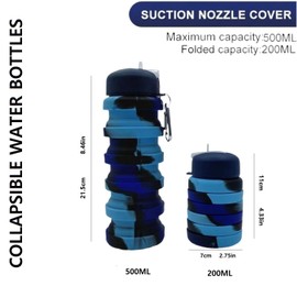 Dontinhu Collapsible Water Bottles 3 Pack 16oz(about 500ml), Travel Portable Sport Water Bottle, Silicone Foldable Water Bottles for Gym Camping Outdoor Hiking. (Colorful)