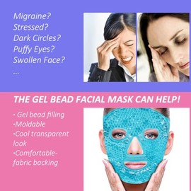máscara helada para cara y ojos, reduce la hinchazón, ojeras, máscara de perlas de gel para frío y calor, máscara para cuidado facial, dormir y alivia