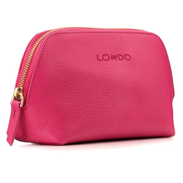 Londo Genuine Leather Makeup Bag Cosmetic Pouch Travel Organizer Toiletry Clutch