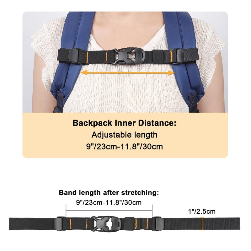 Vividwise Backpack Chest Strap Add On, Sternum Straps with Elastic