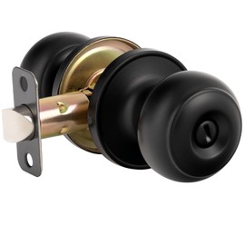 HOSOM - Juego de pomos de puerta de privacidad, color negro mate, manijas de puerta negras interiores, pomos de puerta sin llave, cerradura de puerta interior para recámara, baño, 1 paquete