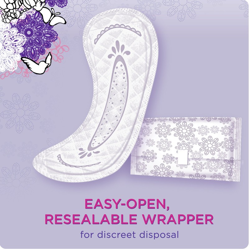 Always Discreet Incontinence Liners for Women, Very Light Absorbency, Long