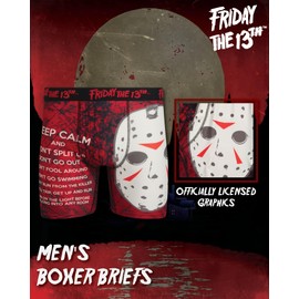 COCO BRANDS Friday The 13th - Calzoncillos tipo calzones para hombre, sin mosca, costuras antirozaduras, forma cómoda/entrepierna forrada de algodón, Keep Calm List / Rojo, X-Large