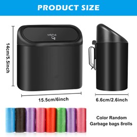 Vegena Car Rubbish Bin, Car Rubbish Bin with Lid, Small Mini Car Waste Bin, Waterproof Waste Bin, Leak-Proof Car Seat Bag, for Cars, Home, Car Seat Hook