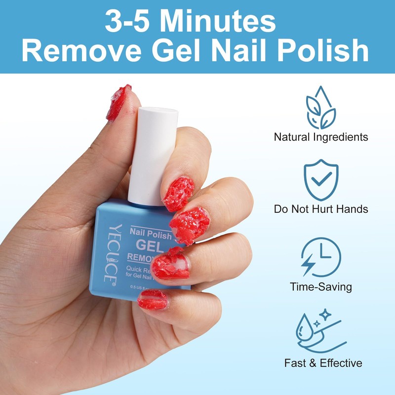 Gel Polish Remover, (3pcs) Gel Nail Polish Remover, No Need