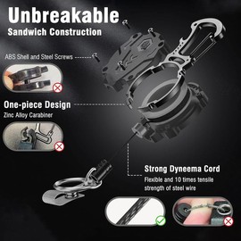 2Pack Heavy Duty Retractable Keychain,  ID Badge Holder Reel Carabiner Clip with Magnetic Closure for Men, Unbreakable Sandwich Construction with 31" Dyneema Cord, Bearing 25oz - Colour: 2 Pack