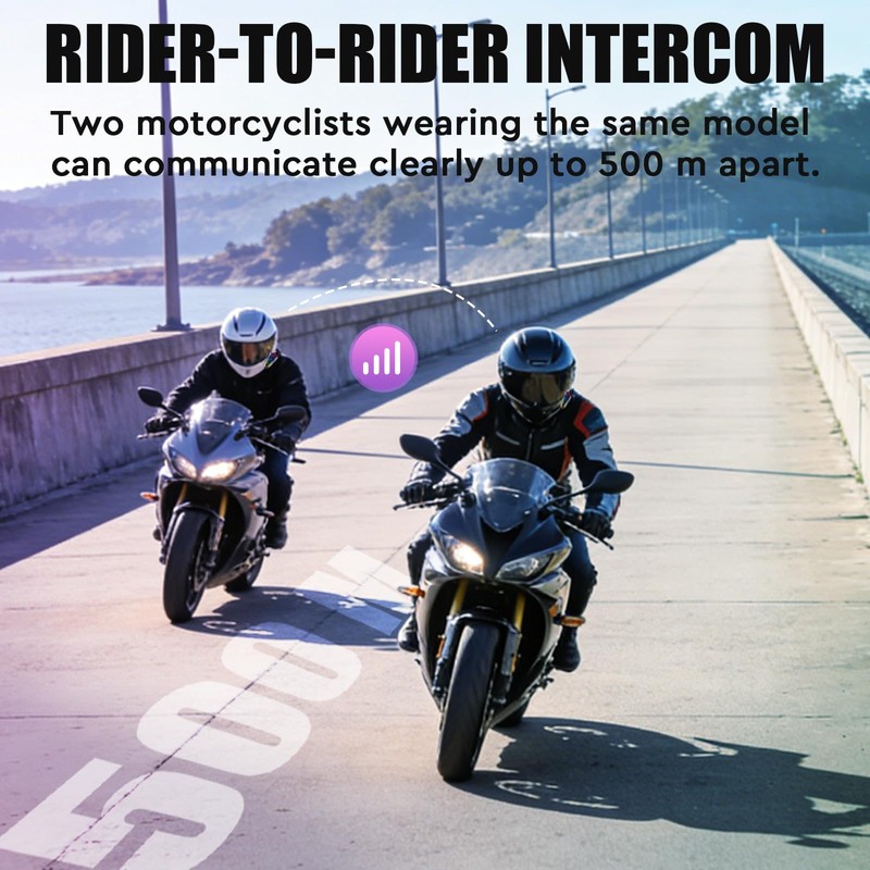 VCOROS Motorcycle Helmet Headset 2-Way 2 Riders Helmet Intercom