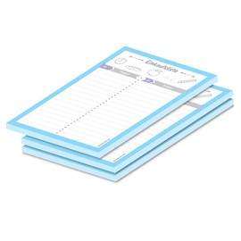 PRICARO Pack of 3 "Allerlei" Magnetic Shopping List Light Blue A5 50 Sheets
