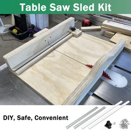 ForoGore Table Saw Sled Kit DIY Crosscut Sled with 2 Aluminum T-Track, 2 UHMW Miter Bars, Knob and Screws