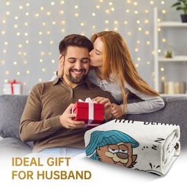 Juratar Funny Husband Gifts Blanket, Husband Birthday Gifts, Unique Wedding, Anniversary, Fathers Day Presents for Husbands, Best Husbands Gift from Wife, Soft Flannel Throws Blankets, 50"X60"