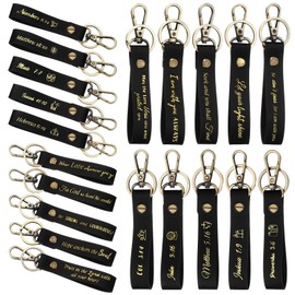 Christian Key Chain Leather Religious Keychain Inspirational Bible Key Chains Verse Quote Keychains Valentine's Day Gift(Black Gold)