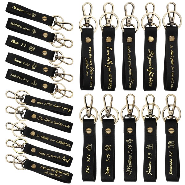 Christian Key Chain Leather Religious Keychain Inspirational Bible Key Chains