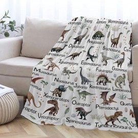 Dinosaur Alphabet Blanket Educational Learning Gift for Girls Boys Kids Dinosaur Lovers-Super Soft Flannel Blanket for Sofa Camping Travel-Warm Home Decor for All Seasons,40"x50"for Kids/Baby