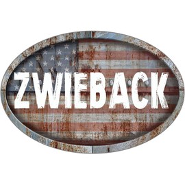 ANY AND ALL GRAPHICS ZWIEBACK Patriotic American Flag Rusty Rustic Metal 8"x12" Oval Shaped Look Novelty décor Composite Aluminum Beach Cottage Sign.