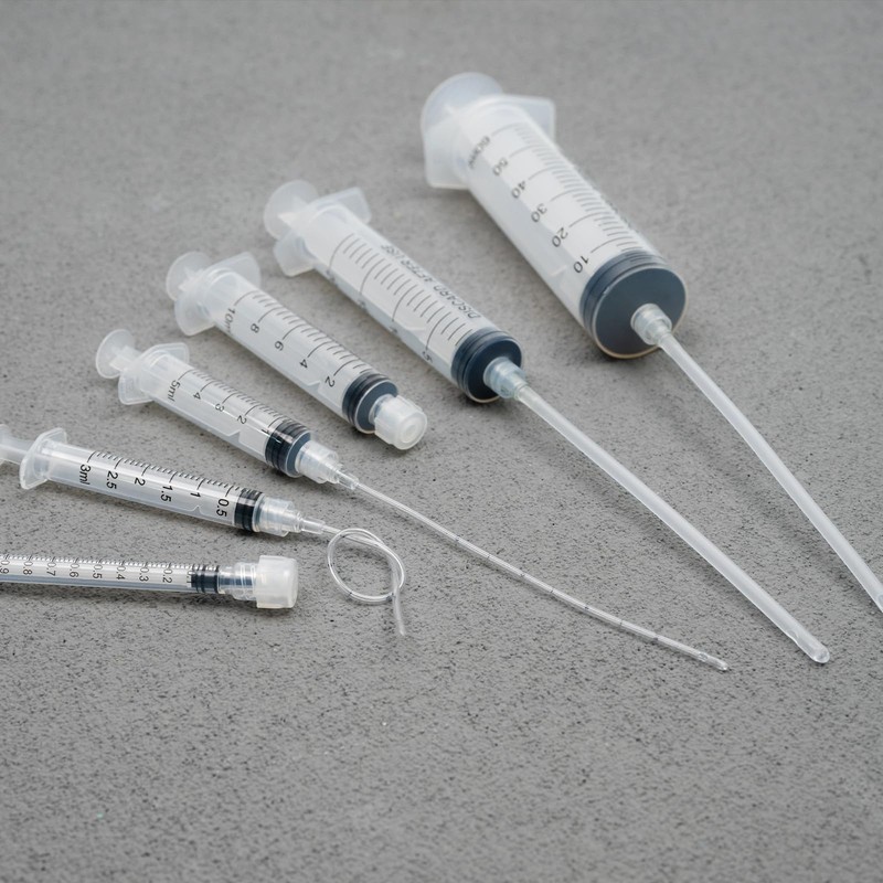 10ml Luer Lock Syringe with Cap and Soft Plastic Tube,