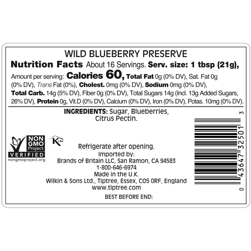 Tiptree Wild Blueberry Preserve, 12 Ounce Jar