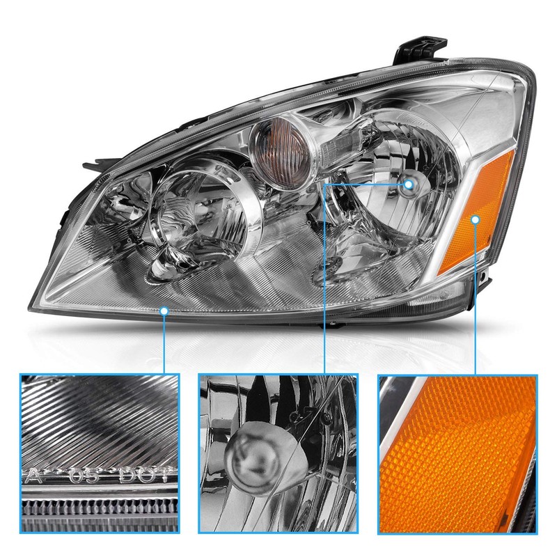 AmeriLite For 2005-2006 Altima Halogen Sedan Model Crystal Chrome Replacement