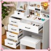 Yamissi Makeup Vanity Set Dressing Table Desk with LED Lighted