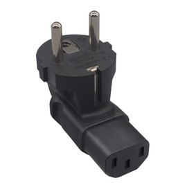 RIIEYOCA 90 Degree Schuko Plug to IEC C13 Adapter, IEC320 C13 Female to European Plug CEE 7/7 Plug Adapter for Laptop or C13 Cable Devices - Black (Pack of 2)