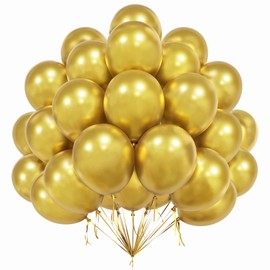 Eitolo Metallic Gold Balloons, 50 PCS Shiny Chrome Balloons, 12Inch Metallic Helium Balloons, Thicken Latex Balloons for Baby Bridal Shower Birthday Party Wedding Engagement Festival Fiesta Decoration