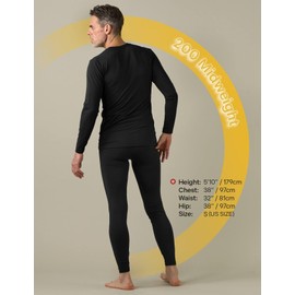 LAPASA Men's Thermal Underwear Set Soft Fleece Lined Long Johns Heavyweight Base Layer Top & Bottom Winter Thermoflux 300 Extra Warm M24 Medium Black