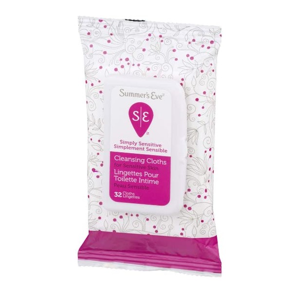 Summer's Eve Cleansing Cloths for Sensitive Skin, Simply Sensitive 32 ea (Pack of 12)