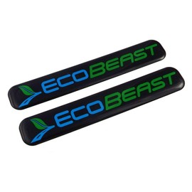 EcoBeast black Domed Decal Emblem car biker stickers 5"x 0.82" 2pc.