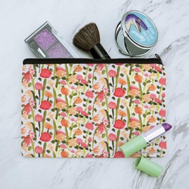 Field of Painted Flowers Makeup Cosmetic Bag Organizer Pouch