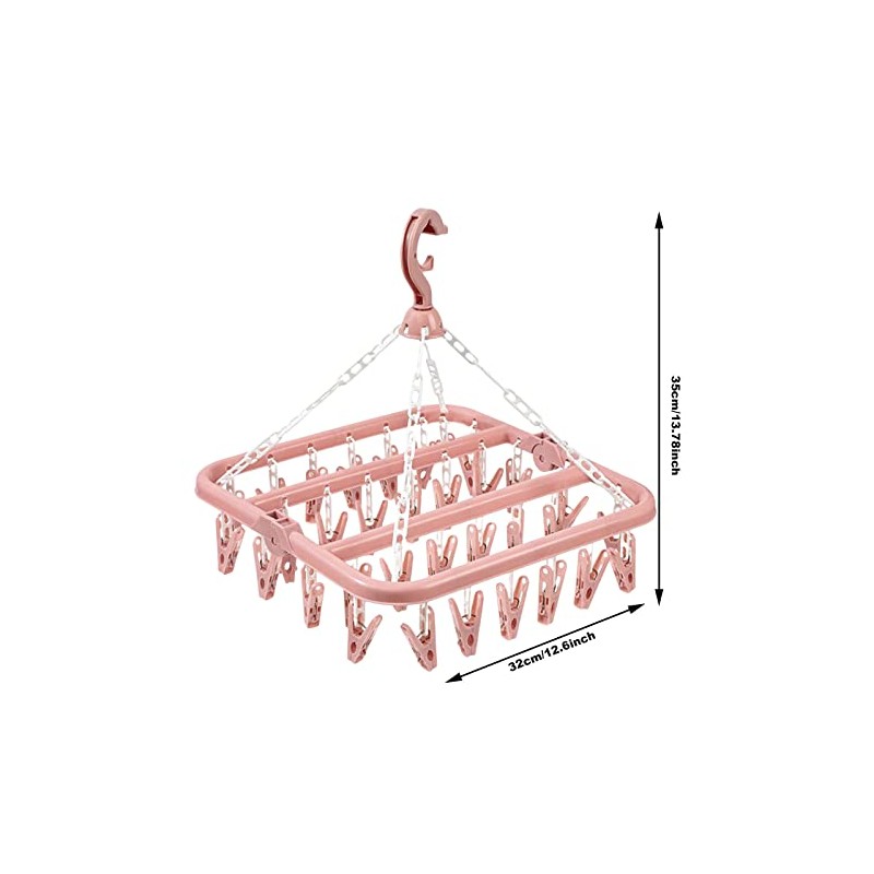 QUINTRA Foldable Clothes Hanger, 32 Clips, Multifunctional Windproof Sock Clip,