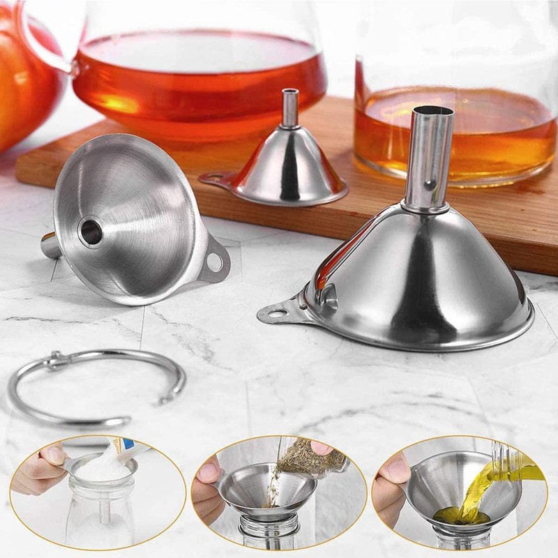 3 Piece Stainless Steel Funnel, Mini Stainless Steel Funnels, Multi-use