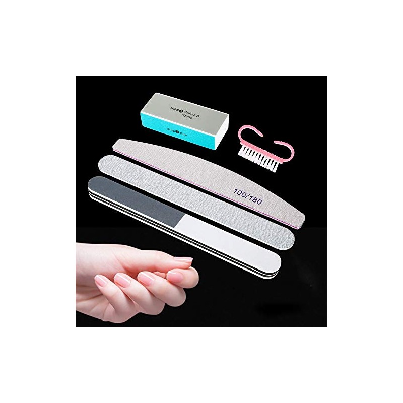 Herramienta de manicura, 5pcs/Set Limas de uñas Cepillo de polvo