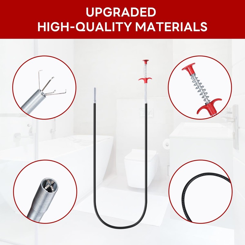 Snake Drain Clog Remover, 63 Inch 2pack - Toilet Snake,